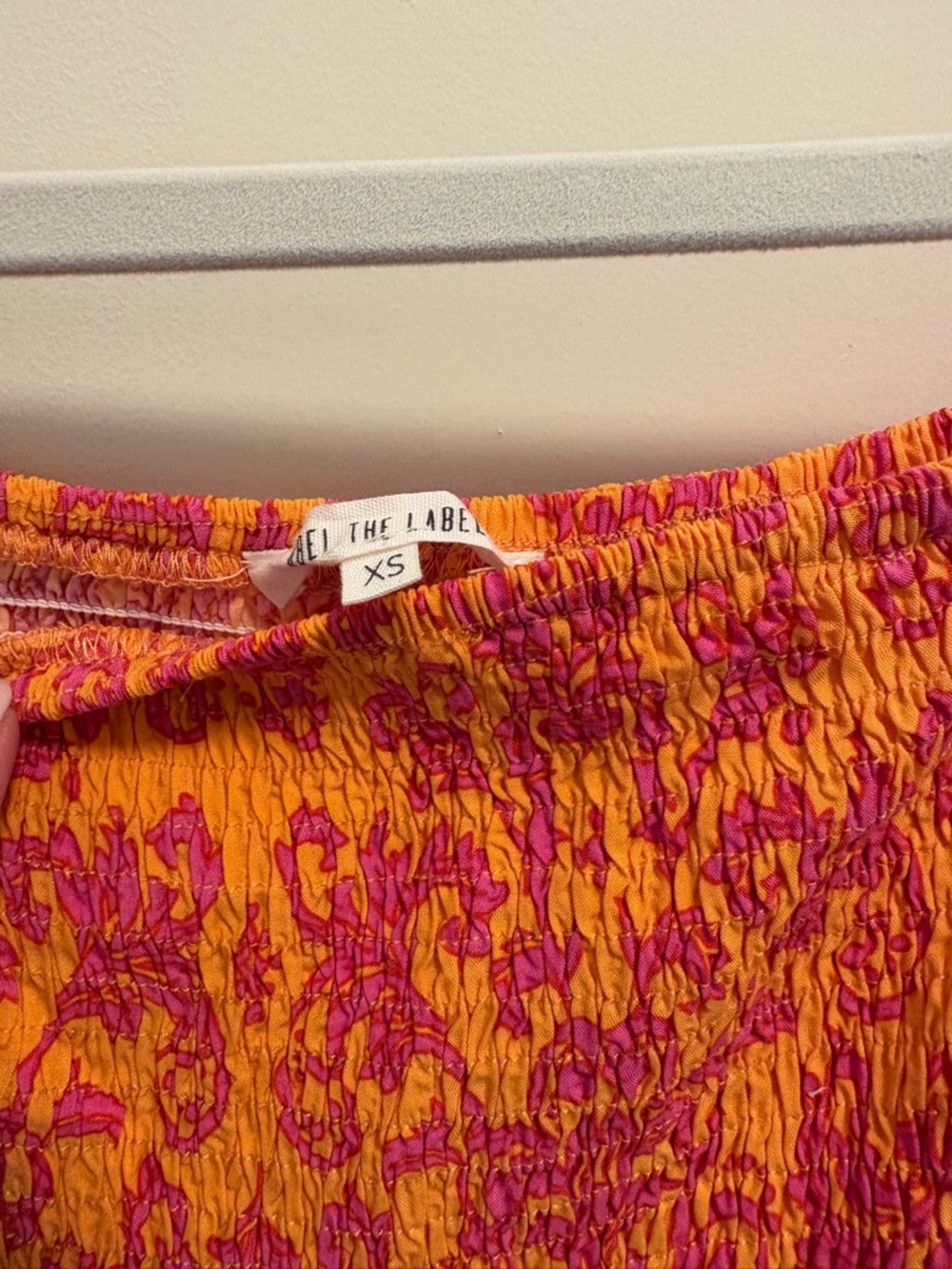 Strapless Orange Maxi Dress with Pink Floral Print - Picture 4 of 4